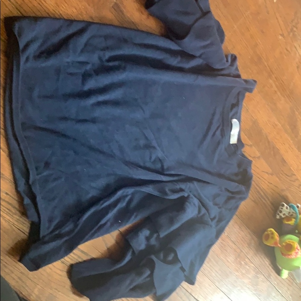 Blue blouse ruffle arms super cute